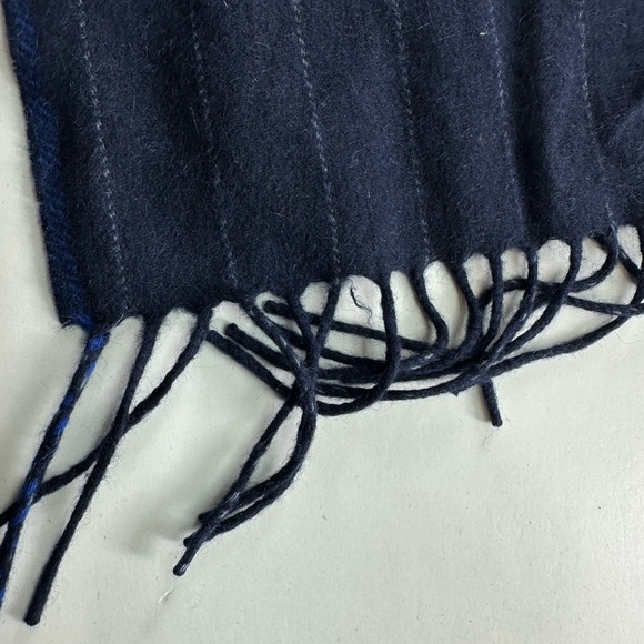 Wool Blend Blue Pinpoint Striped Scarf Unisex 60” Long Tassel - Picture 2 of 4